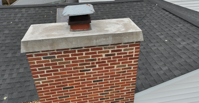 High-resolution drone image of a residential chimney