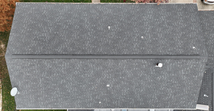 High-resolution drone image of a residential roof